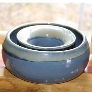 Tumbleweed Pottery Circle Vase Blue/Tan Glazed